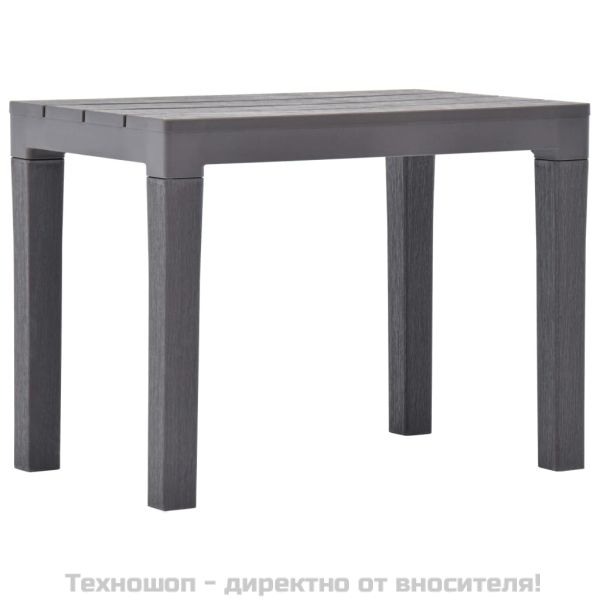 Градинска маса с 2 пейки, пластмаса, кафява