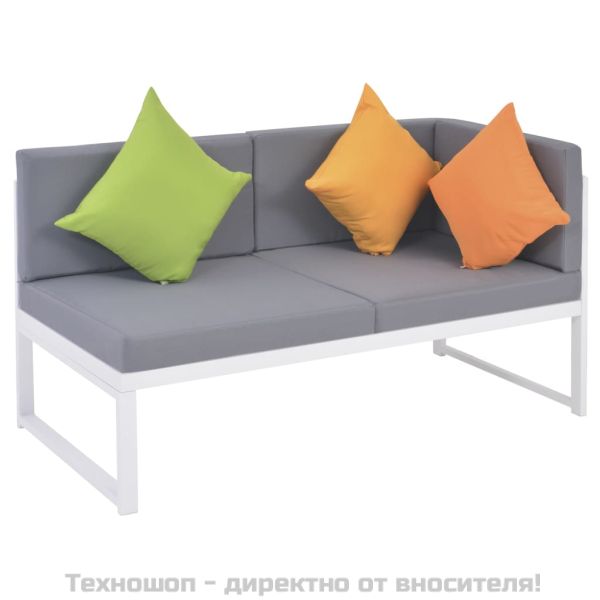 Градински комплект с възглавници, 4 части, алуминий и WPC