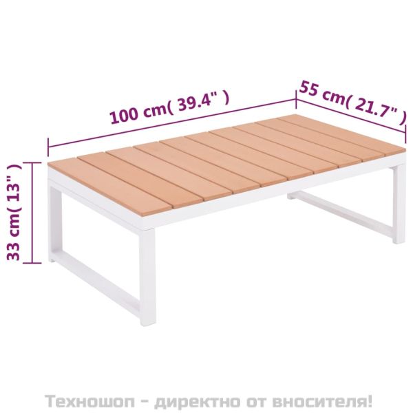 Градински комплект с възглавници, 4 части, алуминий и WPC