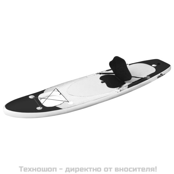 Комплект надуваем стендъп падълборд, черен, 360x81x10 см