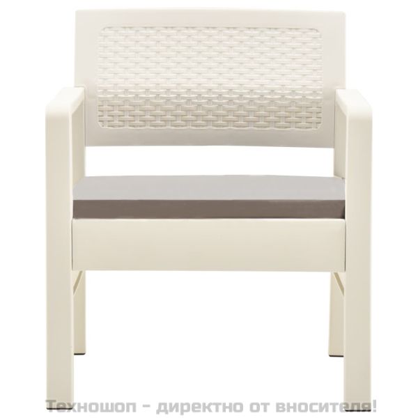 Градински комплект, 3 части, пластмаса, бял