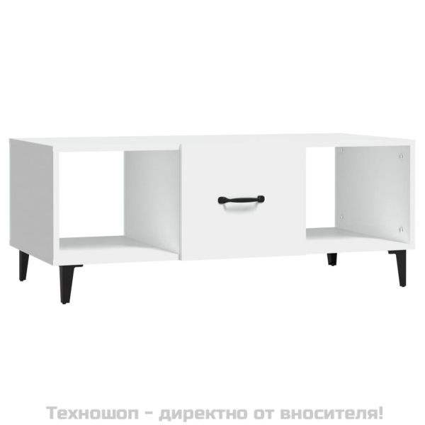 Маса за кафе, бяла, 102x50x40 см, инженерно дърво