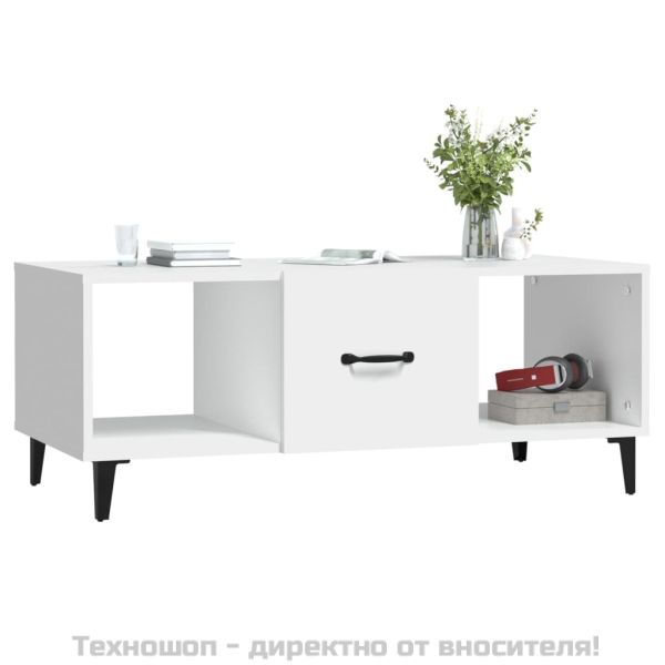 Маса за кафе, бяла, 102x50x40 см, инженерно дърво