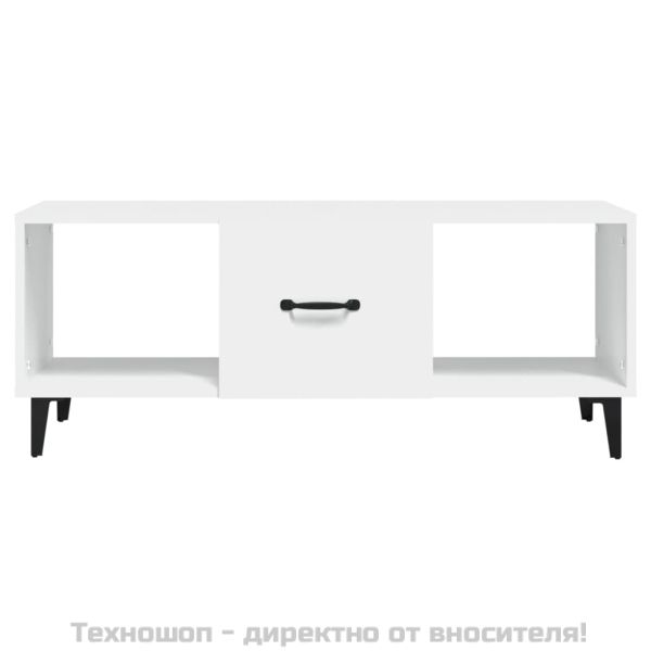 Маса за кафе, бяла, 102x50x40 см, инженерно дърво