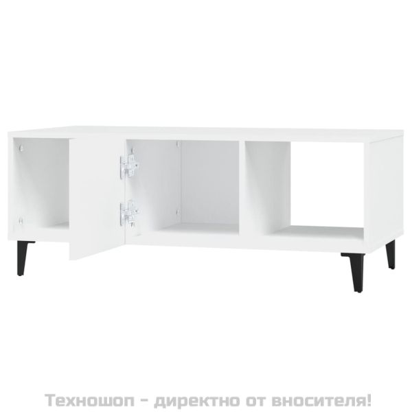 Маса за кафе, бяла, 102x50x40 см, инженерно дърво