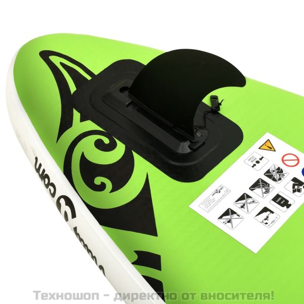 Комплект надуваем стендъп падълборд, 305x76x15 см, зелен