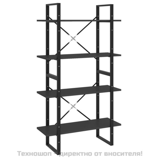 4-етажна библиотека, сива, 80x30x140 см, инженерно дърво