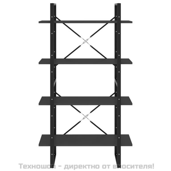 4-етажна библиотека, сива, 80x30x140 см, инженерно дърво