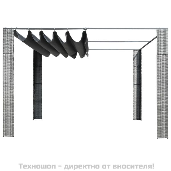 Шатра с покрив, полиратан, 300x300x220 см, сиво и антрацит