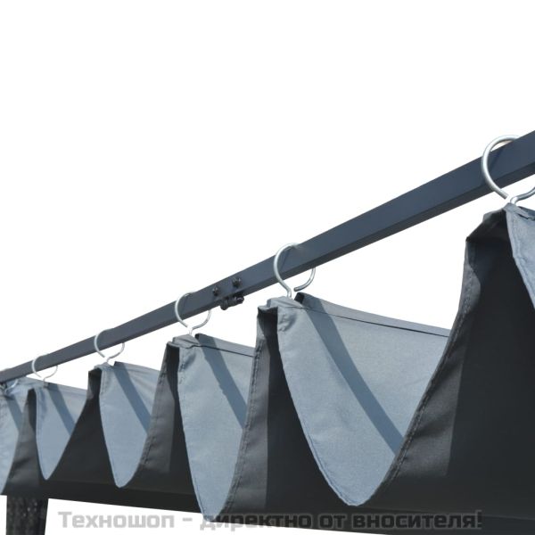 Шатра с покрив, полиратан, 300x300x220 см, сиво и антрацит