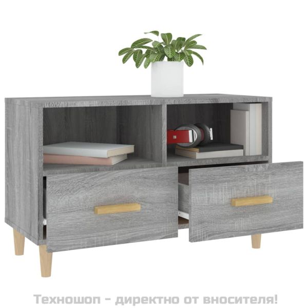 ТВ шкаф, сив сонома, 80x36x50 см, инженерно дърво