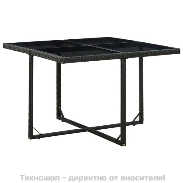 Градински комплект с възглавници, 9 части, черен полиратан