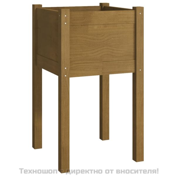 Градински сандък, меденокафяв, 40x40x70 см, бор масив