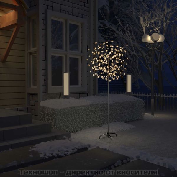 Коледно дърво, 200 LED топло бeли, разцъфнала череша, 180 см