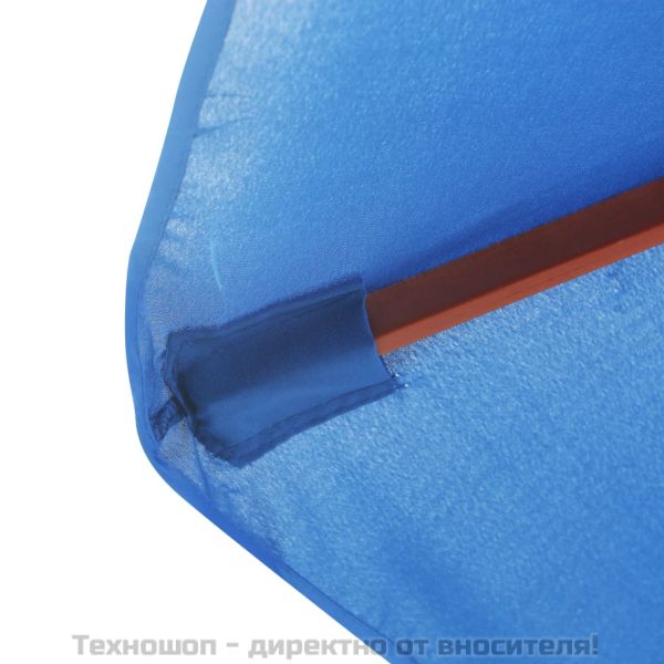 Градински чадър с дървен прът, 350 см, син