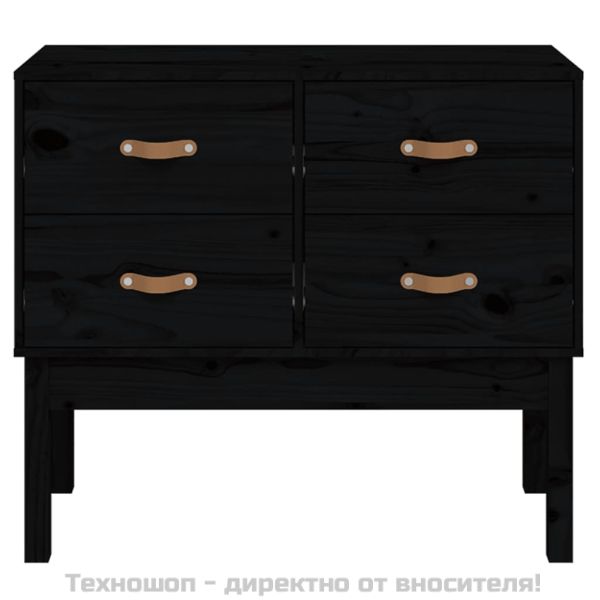 Конзолна маса, черна, 90x40x78 см, борово дърво масив