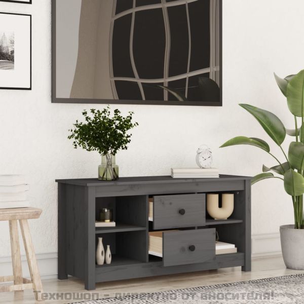 ТВ шкаф, сив, 103x36,5x52 см, бор масив