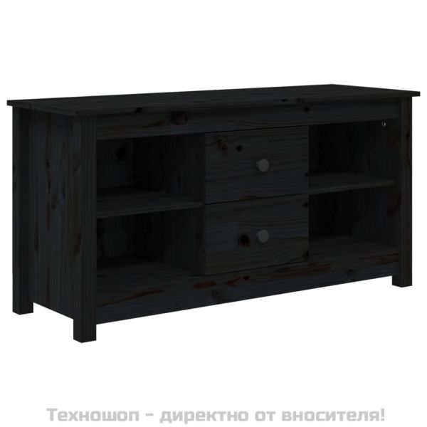 ТВ шкаф, черен, 103x36,5x52 см, бор масив