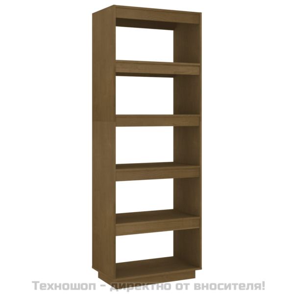 Библиотека/разделител за стая, меденокафява, 60x35x167 см, бор