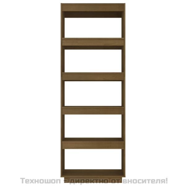 Библиотека/разделител за стая, меденокафява, 60x35x167 см, бор