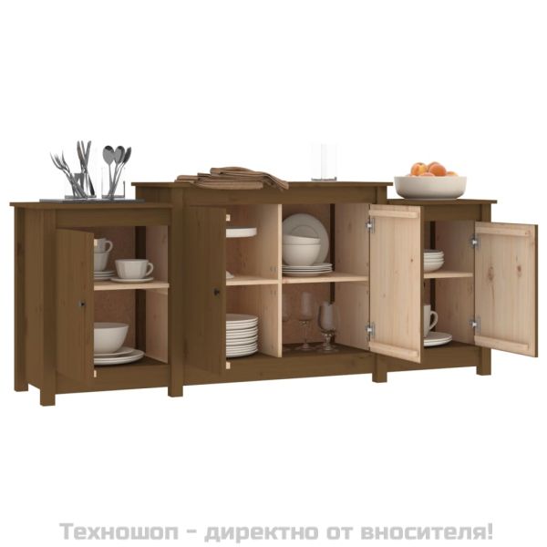 Сайдборд, меденокафяв, 164x37x68 см, бор масив
