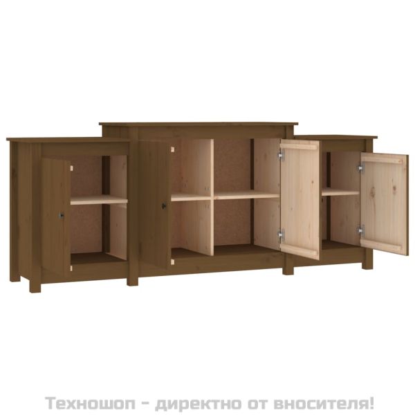 Сайдборд, меденокафяв, 164x37x68 см, бор масив