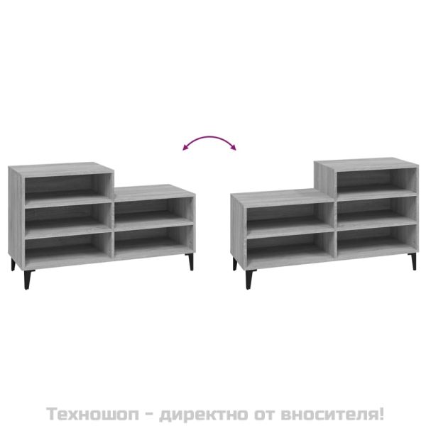 Шкаф за обувки, сив сонома, 102x36x60 см, инженерно дърво