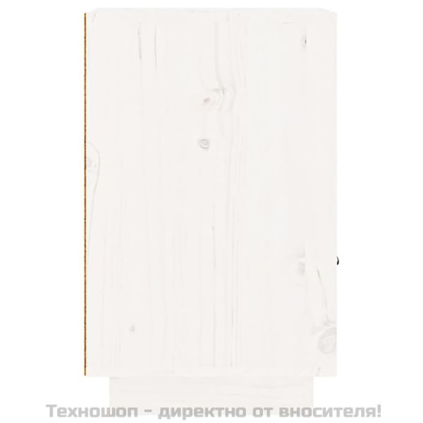 Нощни шкафчета, 2 бр, бели, 40x34x55 см, борово дърво масив