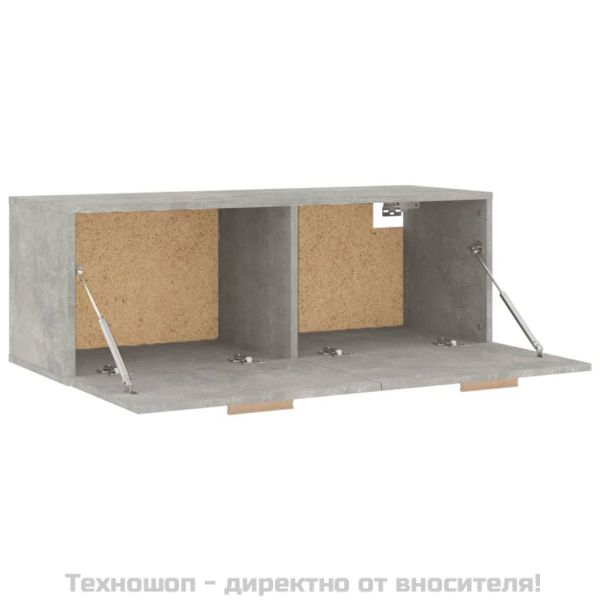 Стенен шкаф, бетонно сив, 100x36,5x35 см, инженерно дърво