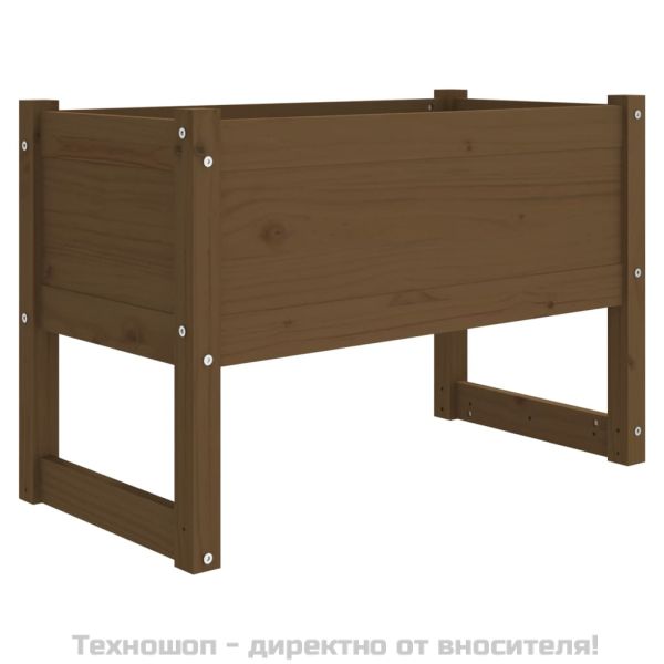Плантер, меденокафяв, 78x40x52 см, борово дърво масив