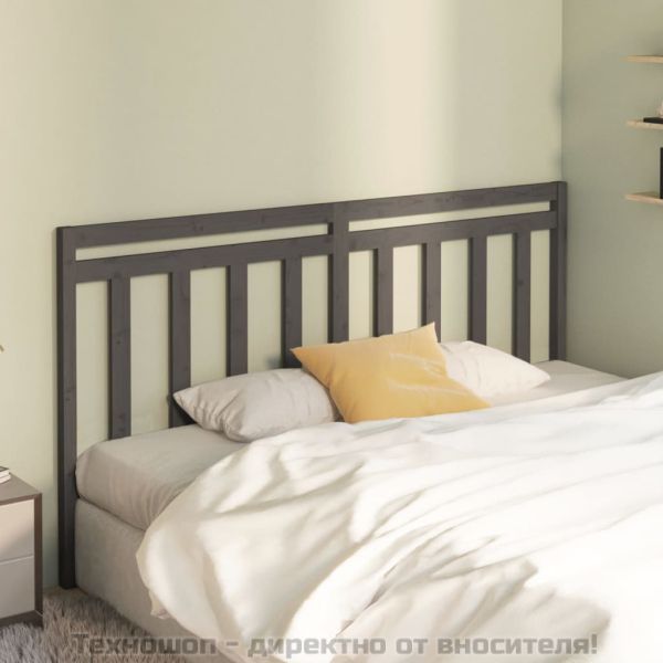 Горна табла за легло, сива, 206x4x100 см, бор масив