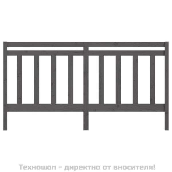Горна табла за легло, сива, 206x4x100 см, бор масив