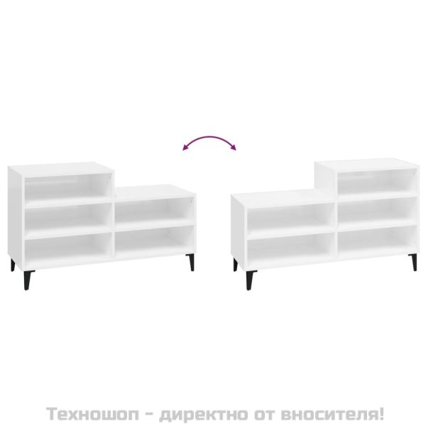 Шкаф за обувки, бял гланц, 102x36x60 см, инженерно дърво