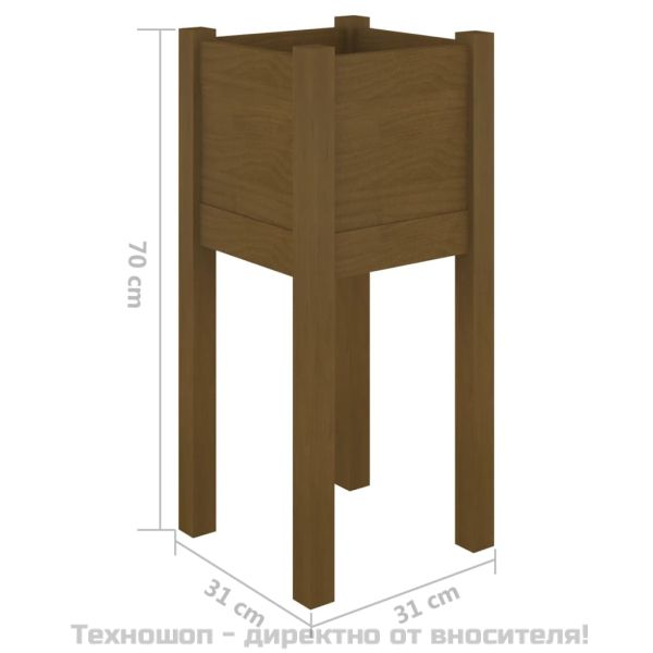 Градински сандъци, 2 бр, меденокафяви, 31x31x70 см, бор масив