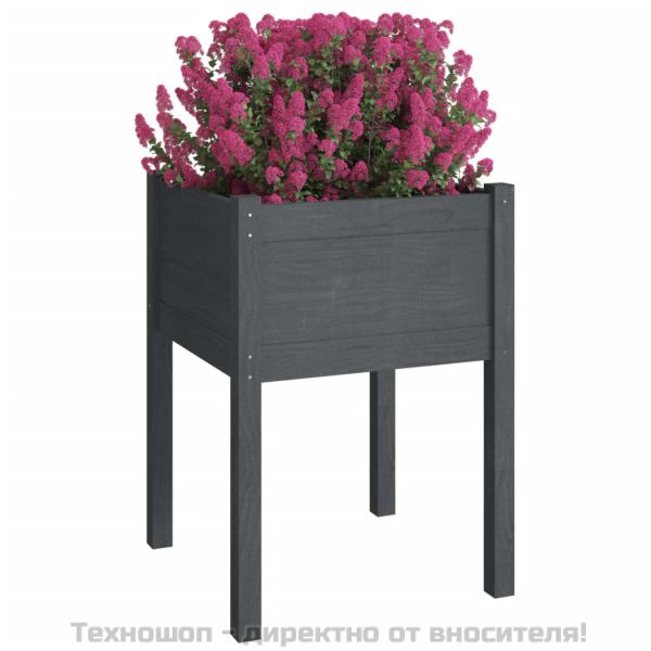 Градински сандъци, 2 бр, сиви, 50x50x70 см, бор масив