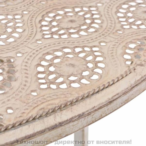 Градински бистро комплект, 3 части, стомана, бял