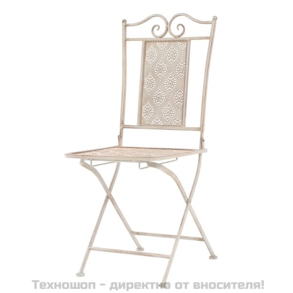 Градински бистро комплект, 3 части, стомана, бял