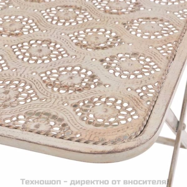 Градински бистро комплект, 3 части, стомана, бял