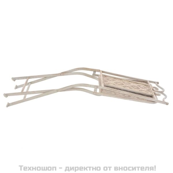 Градински бистро комплект, 3 части, стомана, бял