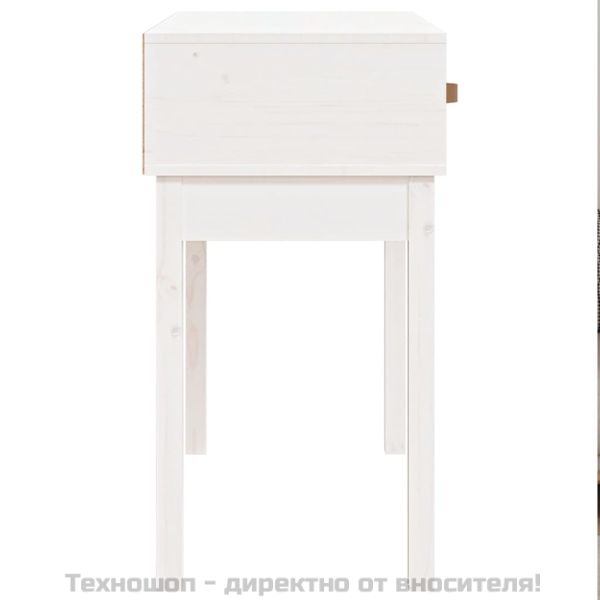 Конзолна маса бяла 76,5x40x75 см борово дърво масив