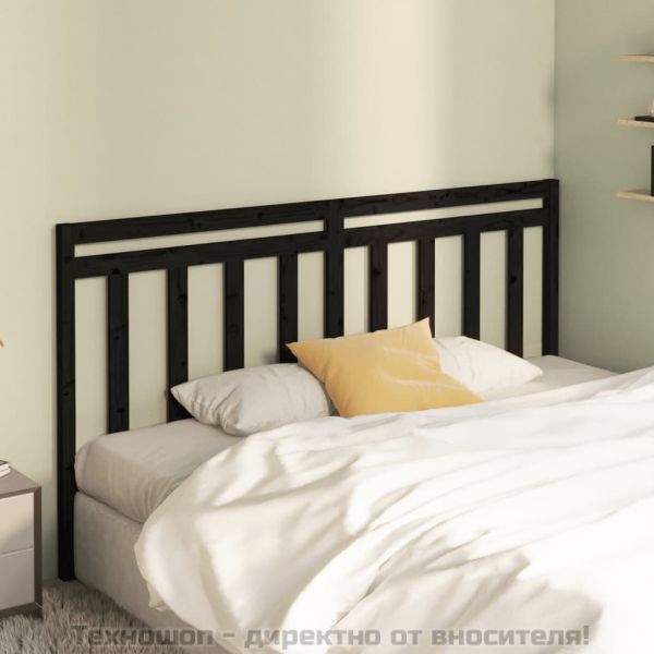 Горна табла за легло, черна, 186x4x100 см, бор масив