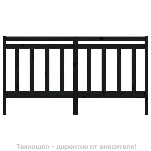 Горна табла за легло, черна, 186x4x100 см, бор масив