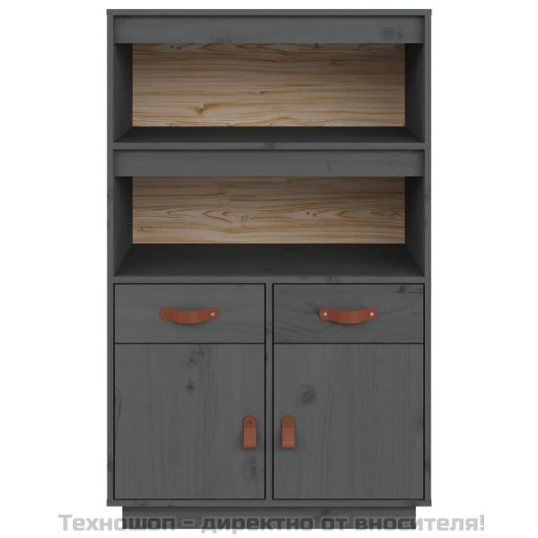 Висок шкаф, сив, 67x40x108,5 см, борово дърво масив