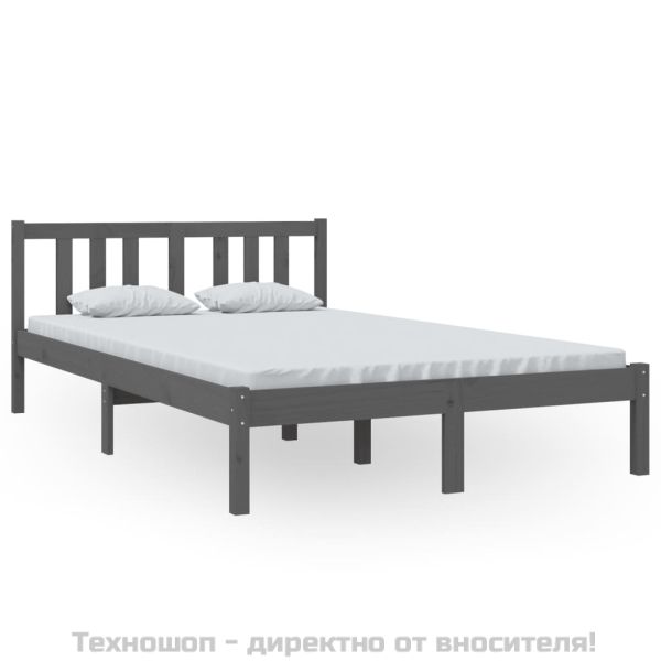 Рамка за легло, сива, масивно дърво, 120х200 см