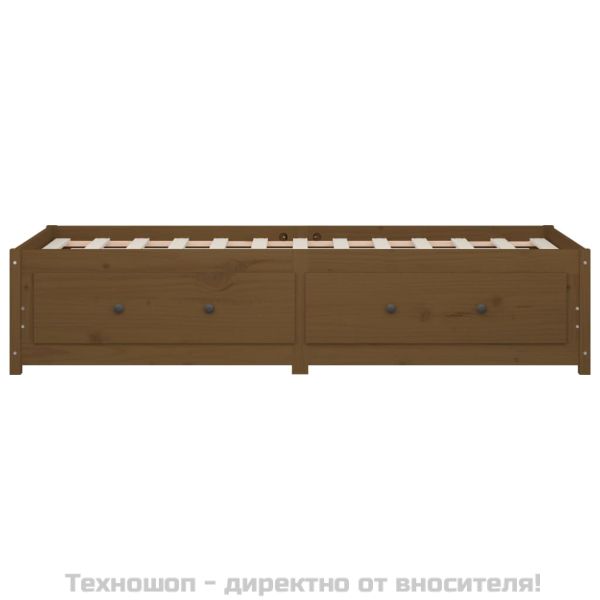 Дневно легло, меденокафяво, борово дърво масив, 90x200 см