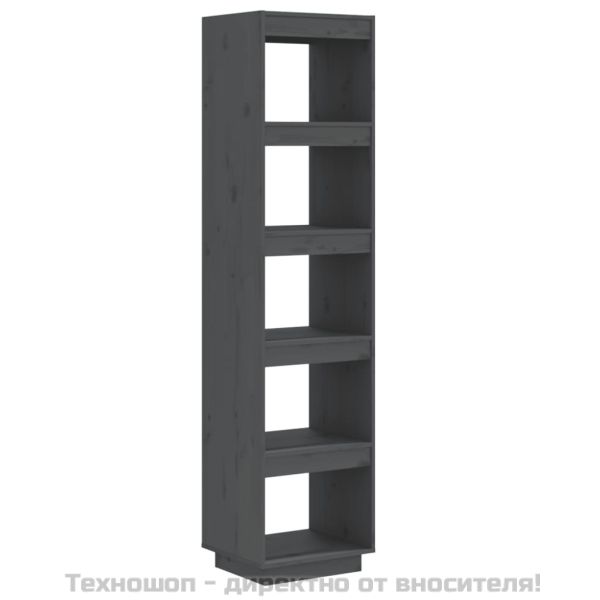 Библиотека/разделител за стая, сива, 40x35x167 см, бор масив