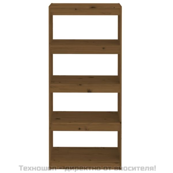 Библиотека/разделител за стая меденокафява 60x30x135,5 см бор