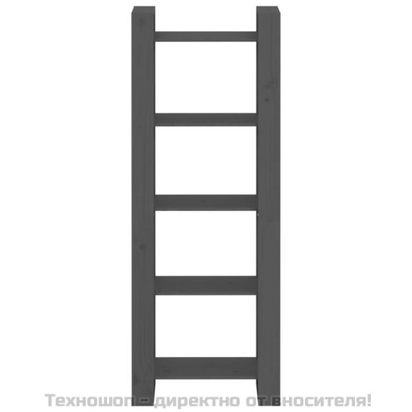 Библиотека/разделител за стая, сива, 60x35x160 см, бор масив