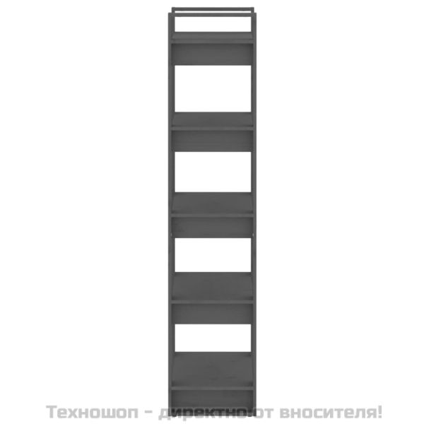Библиотека/разделител за стая, сива, 60x35x160 см, бор масив