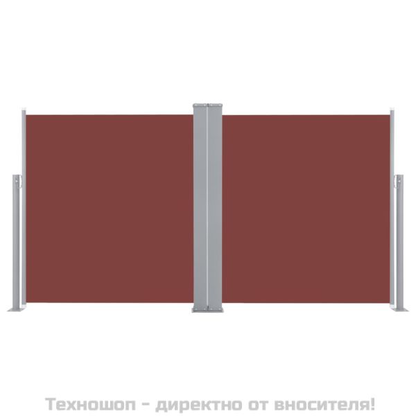 Прибираща се странична тента, кафява, 120x600 см